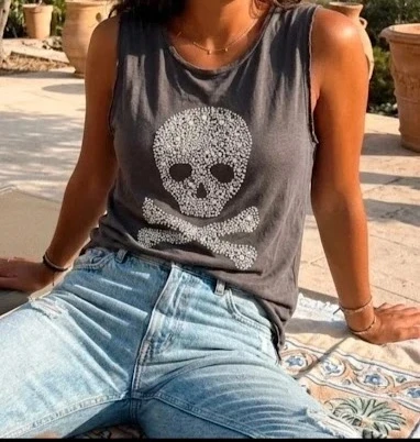 Debardeur tete de Mort perle Zara